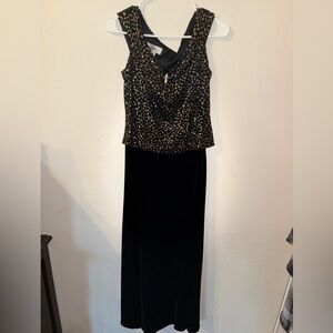 Elegant Leopard Print and Black Evening Dress